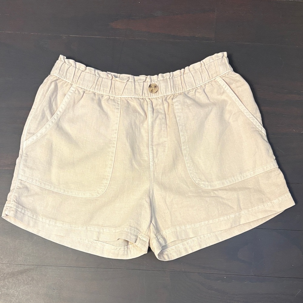 Girls, cotton/linen Cream Shorts